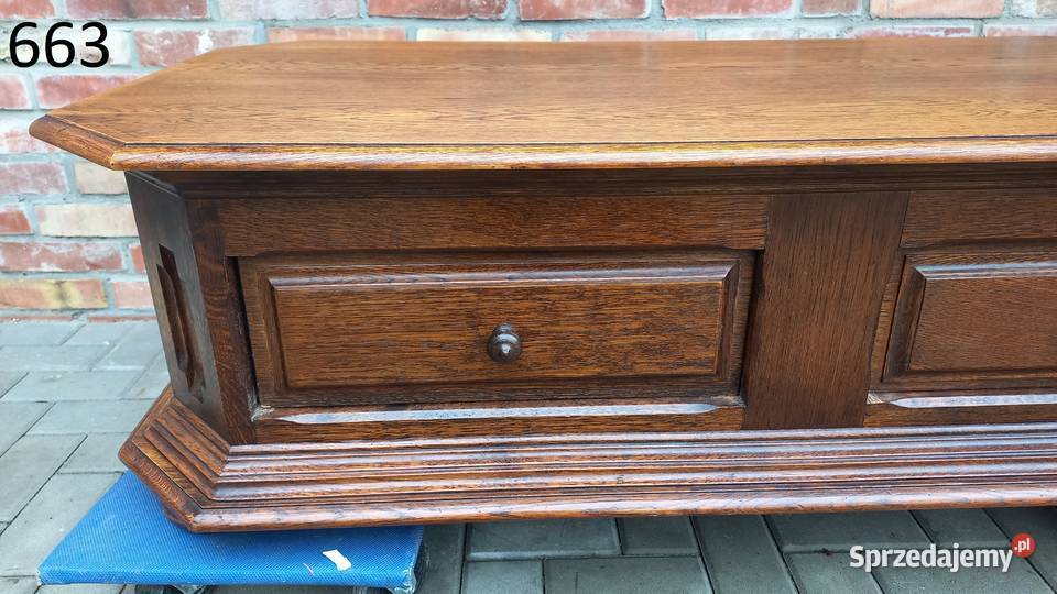 Stolik kawowy dębowy z szufladami holenderski Gawroniec