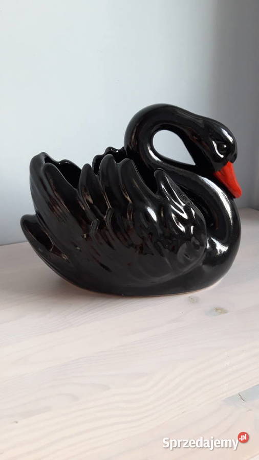 Czarny łabędź ceramiczny Austria Gmundner Głuchołazy