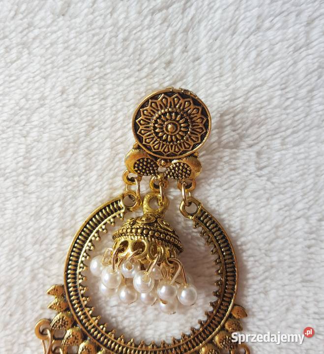Nowe indyjskie kolczyki jhumka złoty kolor boho Szczecin