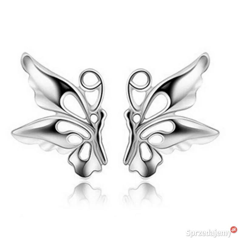 Delikatne srebrne kolczyki motylki skrzydełka Kołobrzeg