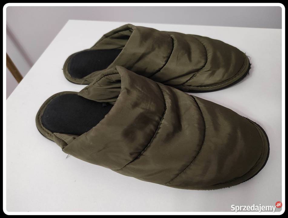 Oliwkowe kapcie klapki 4041 mało używane