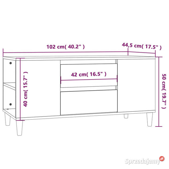 Szafka pod TV brązowy dąb 102x445x50 WM819603 Warszawa