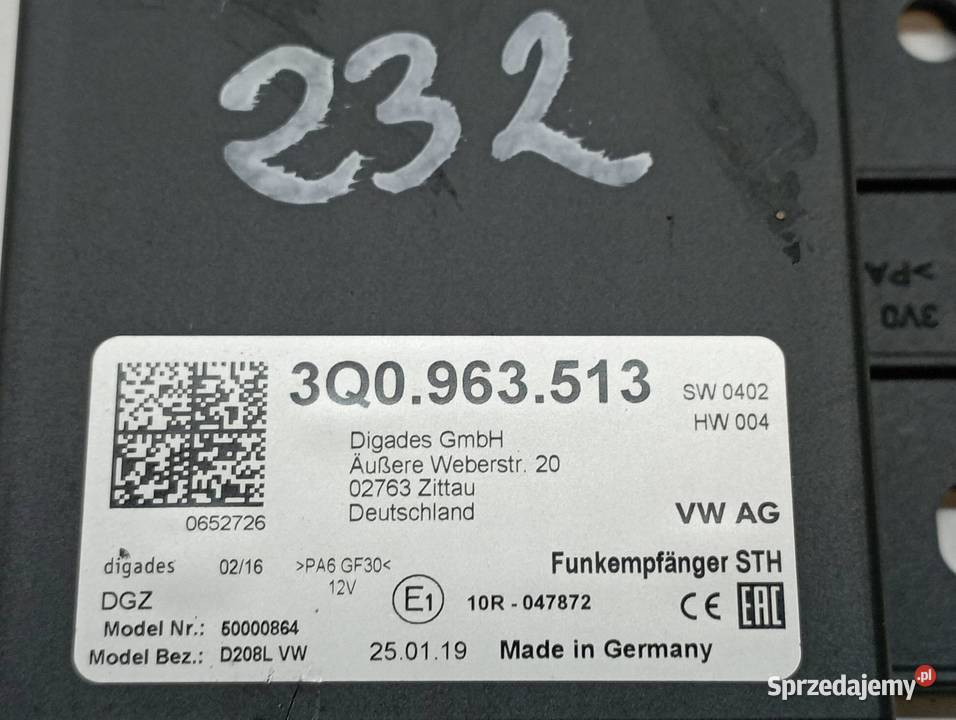 MODUŁ WEBASTO 3Q0963513 Skoda Superb III 2015 świętokrzyskie