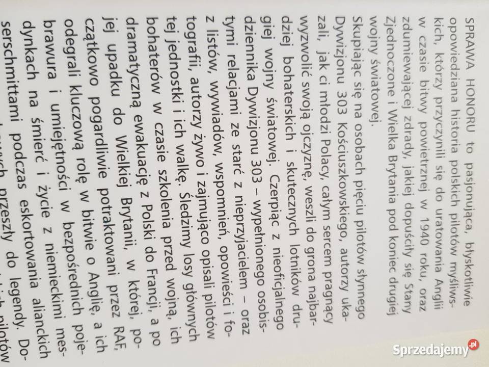 Sprawa honoru Dywizjon 303 Kościuszkowski Olson ISBN 9788378799764