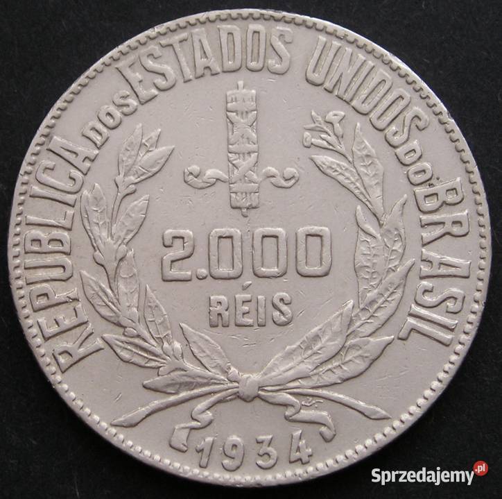 Brazylia 2000 reis 1937 SREBRO Łódź sprzedam