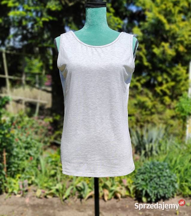 Szara bluzka top koszulka XL 42 XXL 44 dekolt na