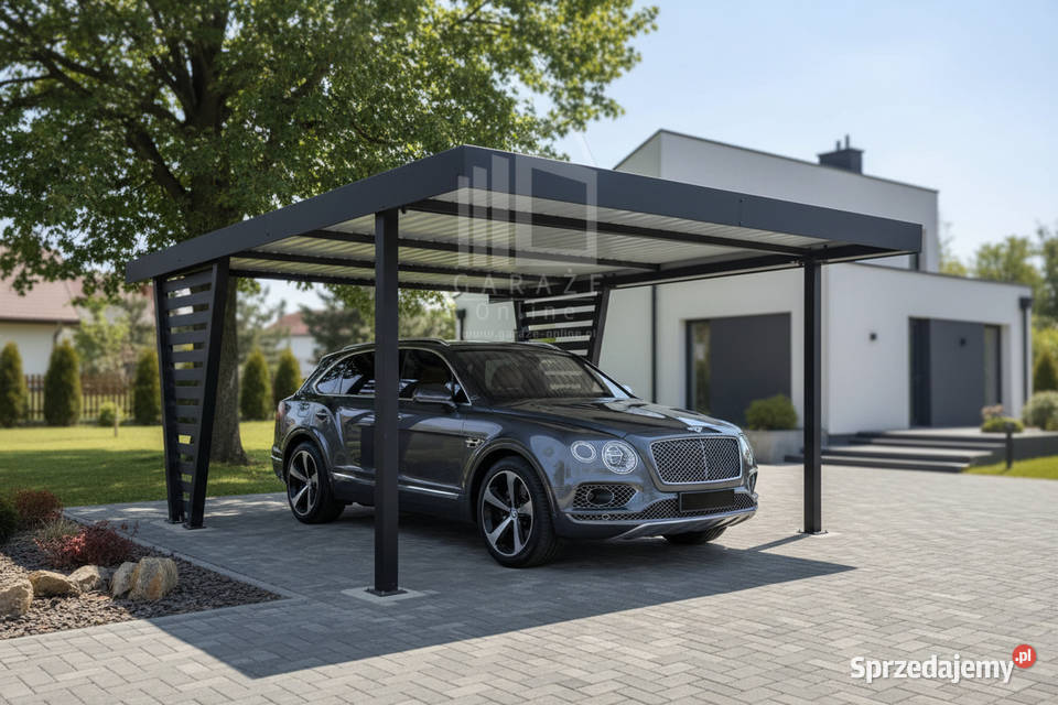 Carport V PREMIUM 48x5m Wypełnienie panelami blacha Sieradz