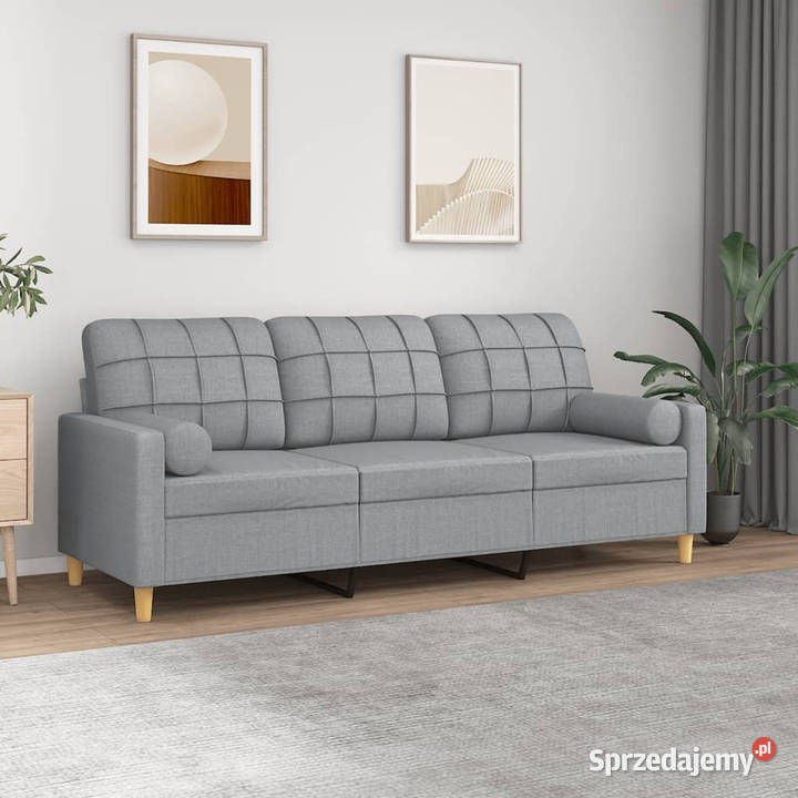 3osobowa sofa z poduszkami jasnoszara 180 Sofy i kanapy mazowieckie Warszawa