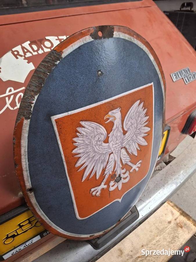 STARA TABLICA EMALIA EMALIOWANA GODŁO ORYGINAŁ Korfantów