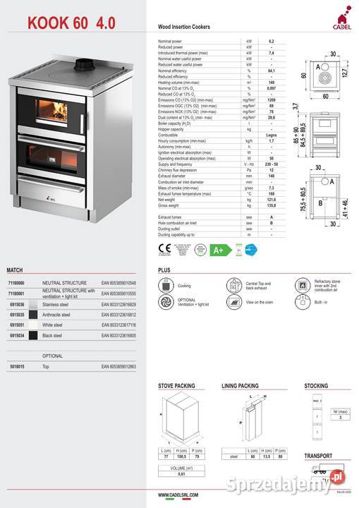 Kuchnia na Drewno Kook 60 40 Cadel Połączenie Poznań