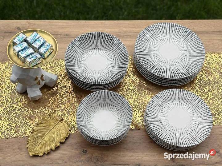 189 Serwis obiadowy 24 elementy kropki Serwisy Zabrze