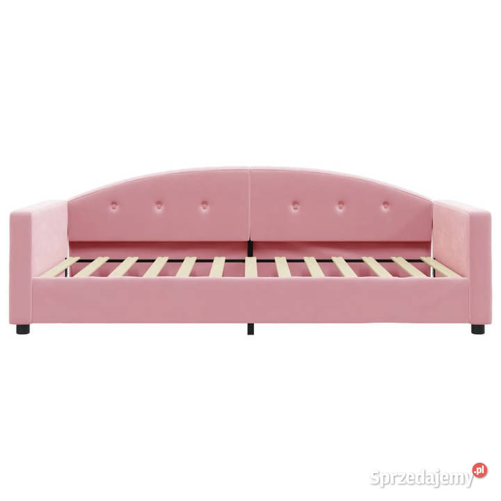 Sofa z funkcją spania różowa obita aksamitem Warszawa