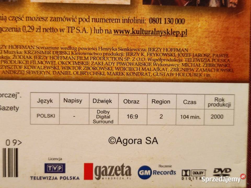 film Ogniem i Mieczem Henryk Sienkiewicz cd dvd Kielce