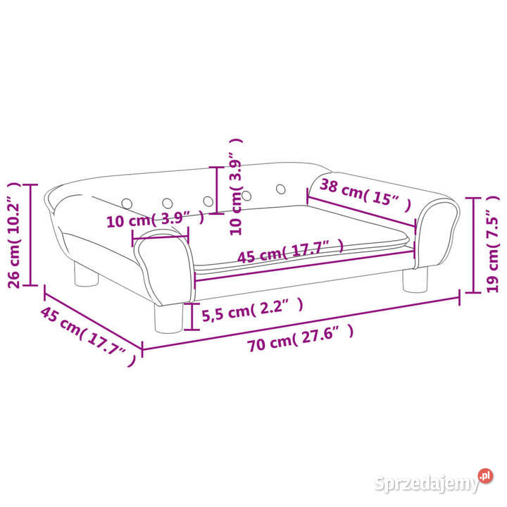 Sofa dzieci brązowa 70x45x26 aksamit WM3196405 Warszawa
