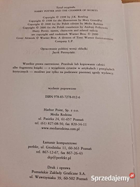 Harry Potter KSIĄŻKI 4 sztuki Kraków sprzedam