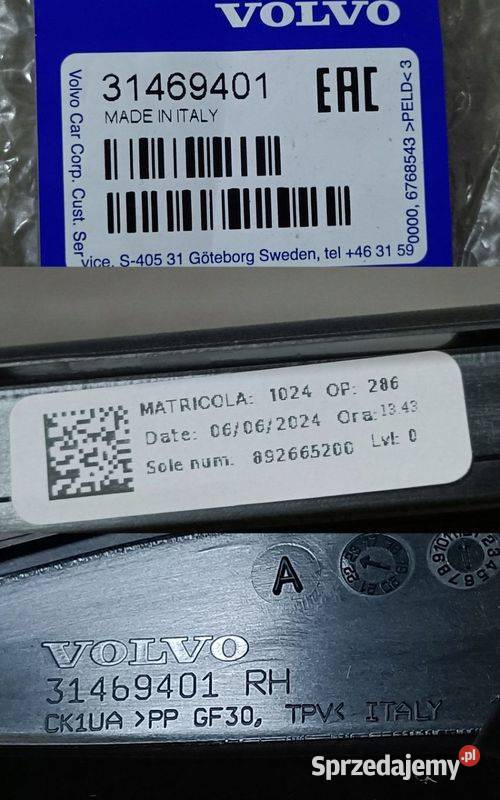 VOLVO S60 III V60 II LISTWA SZYBY CZOŁOWEJ PRAWY Listwy i nakładki Pleszew