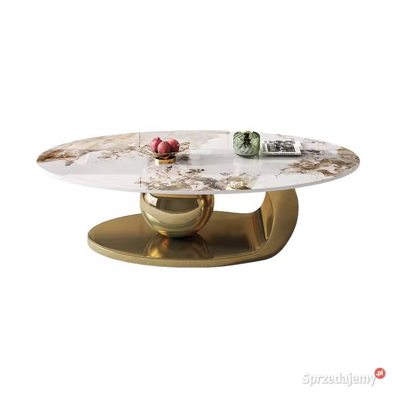 Złoty stolik kawowy Premium Milenio z kamiennym Stoliki kawowe i ławy małopolskie