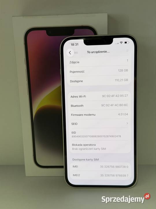iPhone 14 128GB Biały Kalisz sprzedam