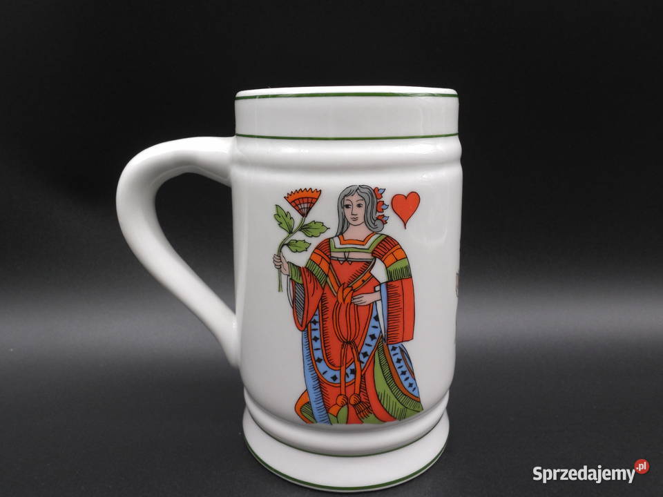 Kufel do Piwa Lippelsdorf z motywami kart do gry Antyki, Sztuka, Kolekcje