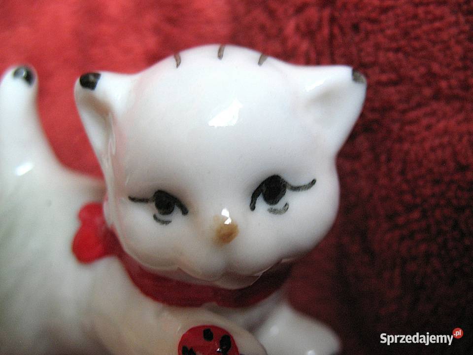 Kot młody kotek z biedronką figurka porcelana 55 mazowieckie Siedlce sprzedam