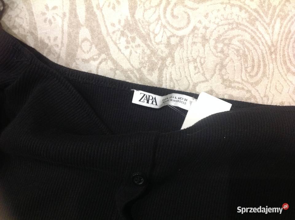 Crop Top Czarny Damski ZARA S SM Prążek NOWY Nowa Sól