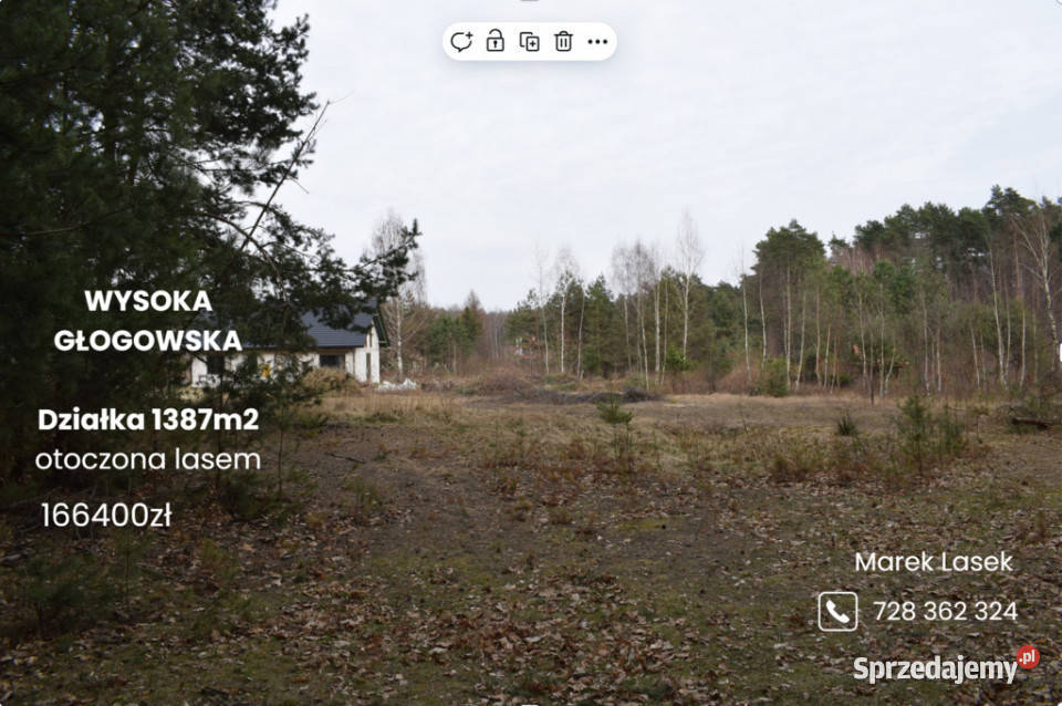 Działki pod budownictwo 1387a Wysoka Głogowska podkarpackie