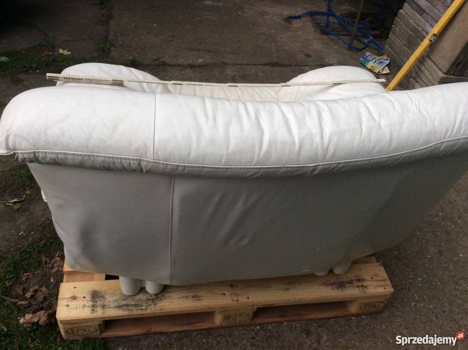 Komplet wypoczynkowy skórzany w kolorze bialym Kobylnica