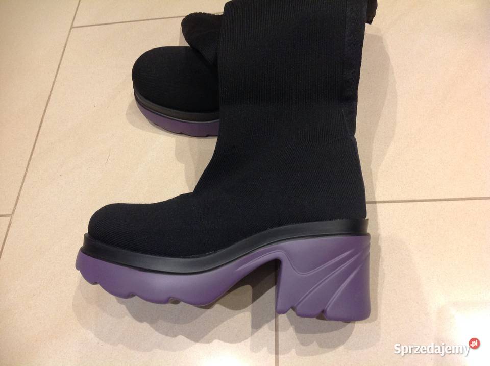 Czarne Kozaki Skarpetowe Na Platformie Damskie lubuskie Nowa Sól