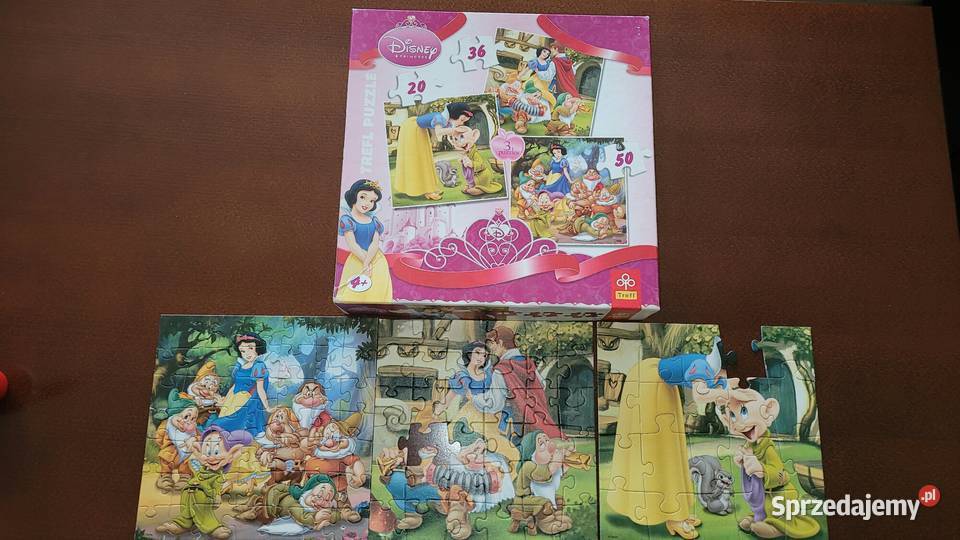 Puzzle królewna Śnieżka w opakowaniu 3 kpl Papier Piekary Śląskie