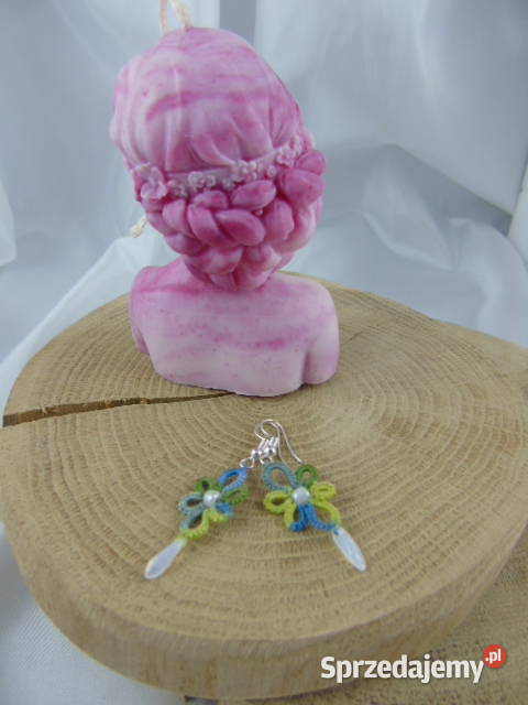 Kolczyki frywolitkowe różne wzory i kolory Wiśniowa