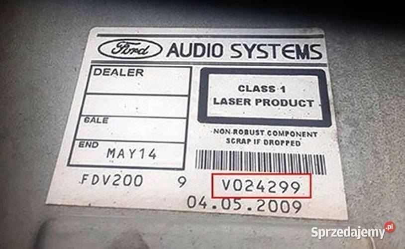 Kod do radia Ford Mondeo Focus Kuga Galaxy Sony łódzkie Pabianice