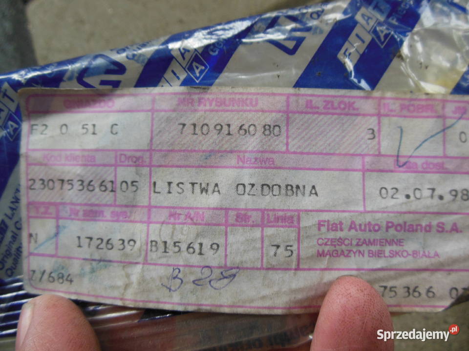 uszczelka drzwi Fiat Punto SX Lewy przód OEM