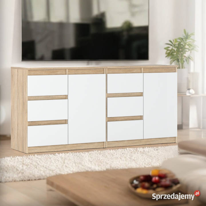 Komoda Dąb Sonoma Biały Mat Duża Szafka 160 Z Elbląg