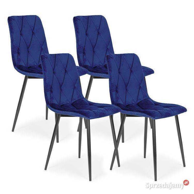 Komplet 4 krzeseł krzesło pikowane welurowe do Bielsk Podlaski
