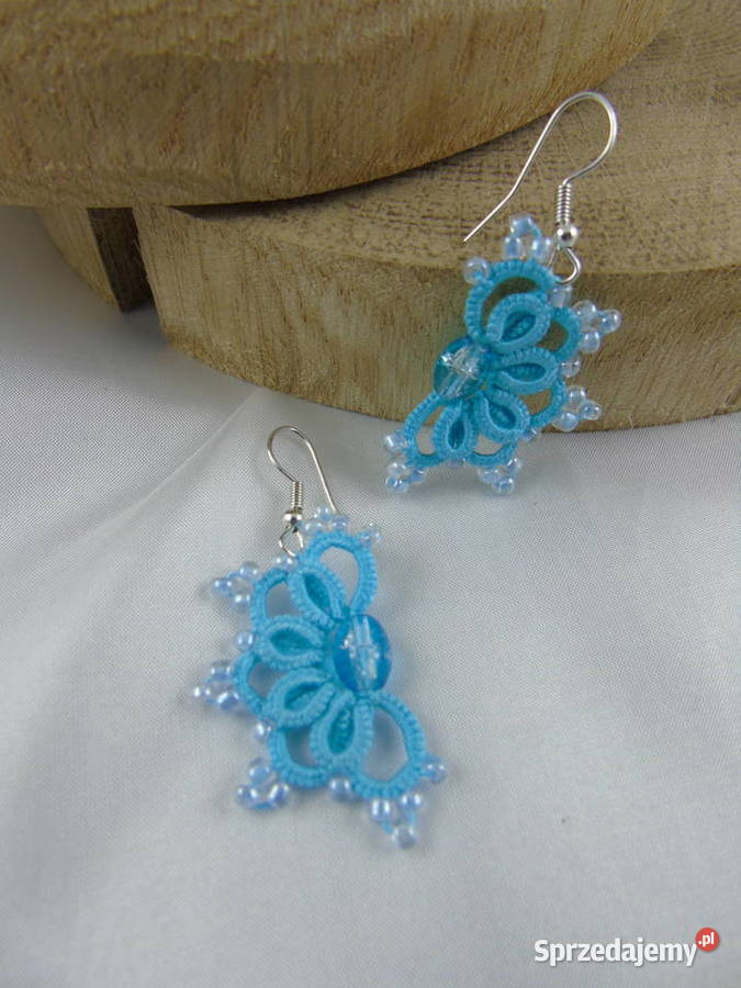 Kolczyki frywolitkowe różne wzory i kolory Wiśniowa