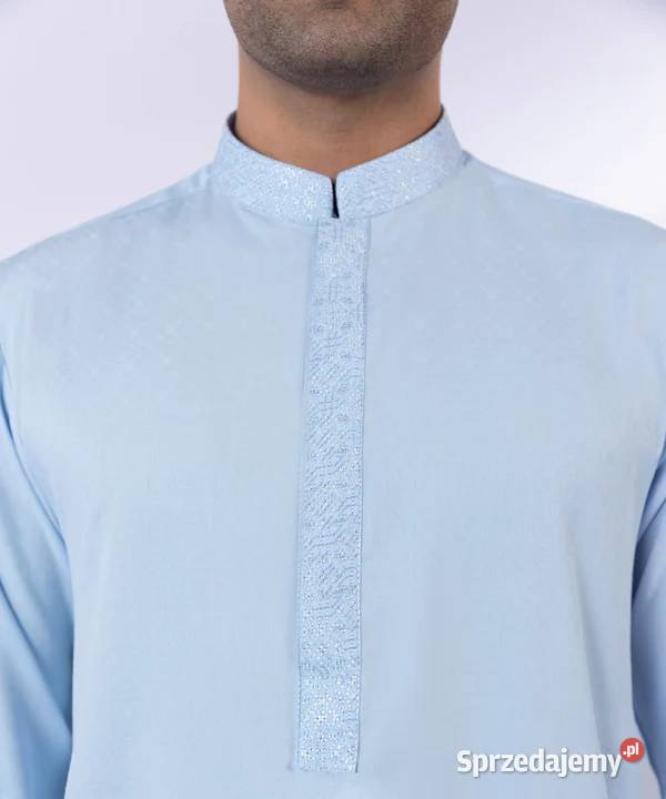 Męska tunika orientalna L niebieska wiskoza