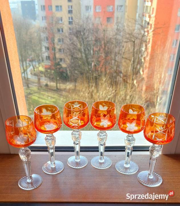 Piękne kieliszki kryształowe PRL Wrocław