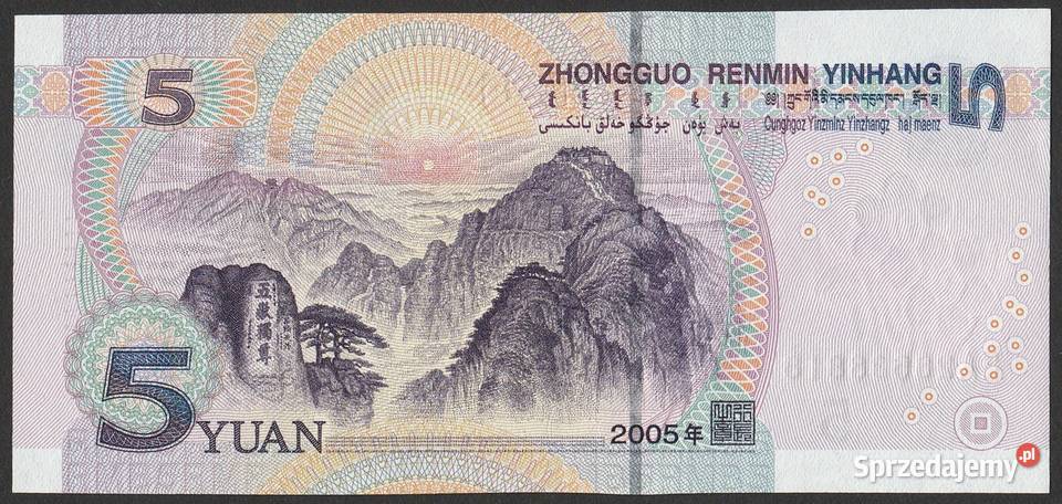 Chiny 5 juan 2005 Mao Tse Tung stan bankowy UNC Numizmatyka łódzkie Łódź