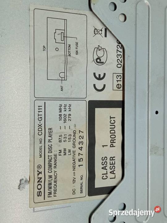 RADIO SONY CDXGT111 Peugeot 206 I 19982010