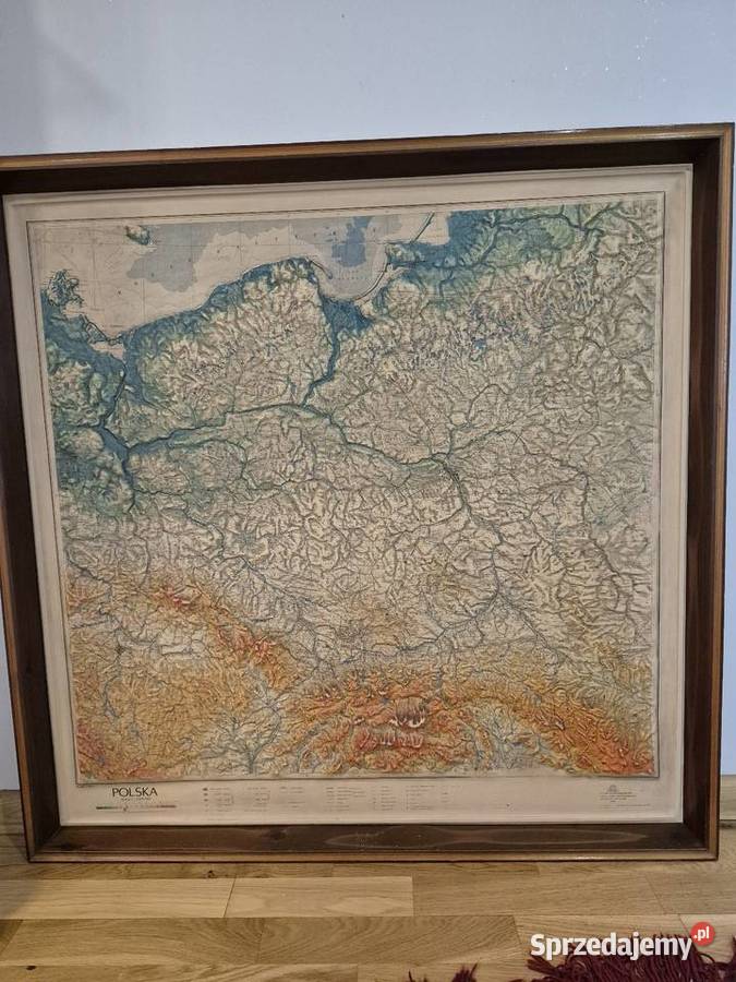 Mapa wypukła Polski z 1986 roku Piekary Śląskie