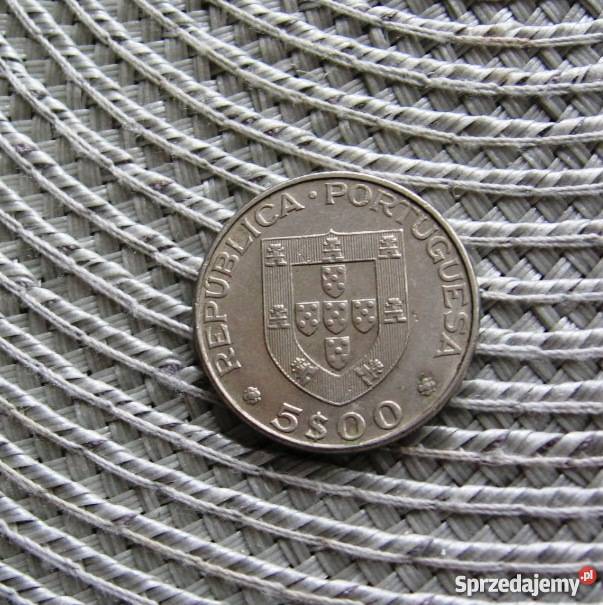 Portugalia 5 Escudo 1977rHerculano Numizmatyka Kalisz
