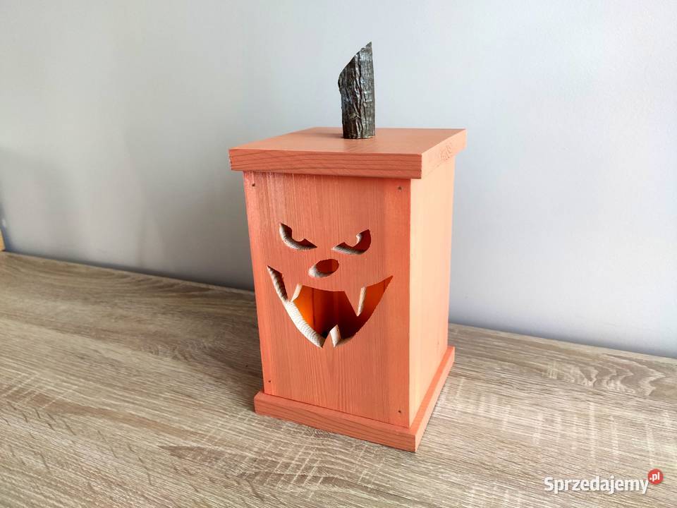 Lampion Halloween Jackolantern drewniany Tuchola