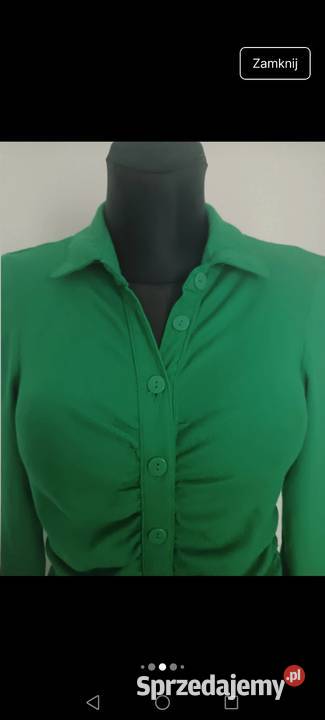 Sukienka zielona zapinana na guziki z