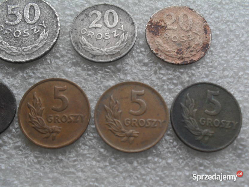 Zestaw monet Prl 1949 miedzionikiel brąz 9 sztuk dolnośląskie Wrocław