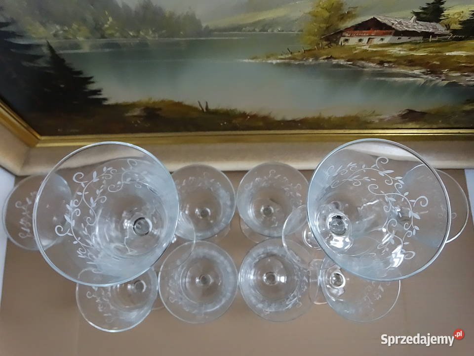 Piękny komplet 12 kieliszków vintage kryształowe lubelskie Biłgoraj