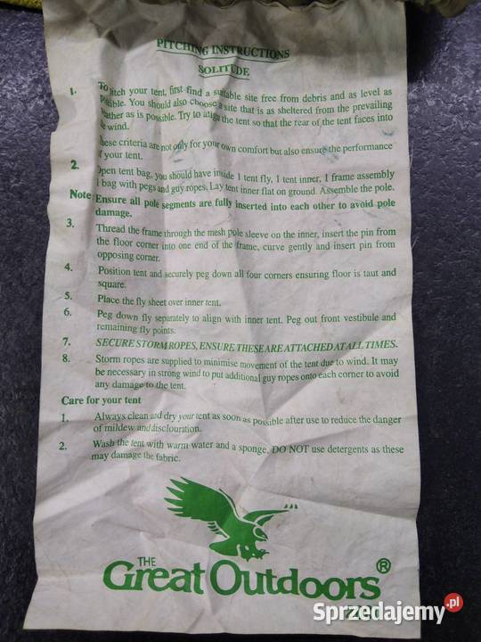 Namiot kempingowy Solitude niekompletne