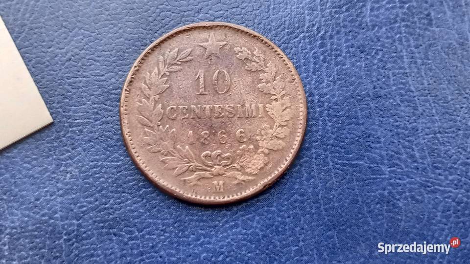 Stare monety 10 centesimi 1866 Włochy Antyki, Sztuka, Kolekcje Lesko sprzedam