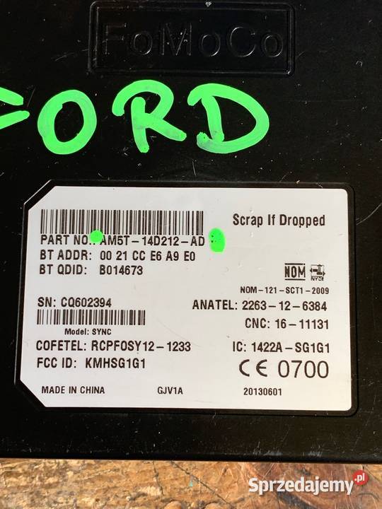 Moduł bluetooth Ford wiele modeli AM5T14D212AD Margonin sprzedam