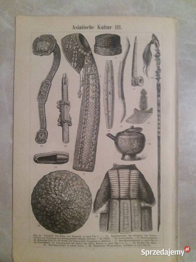 Stara rycina z Meyers Lexikon 1897 Asiatische Jarosław sprzedam