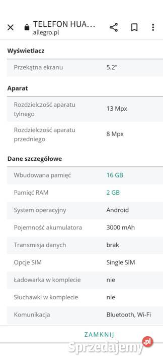 Sprzedam telefon komórkowy HUAWEI VNSL21 Białystok